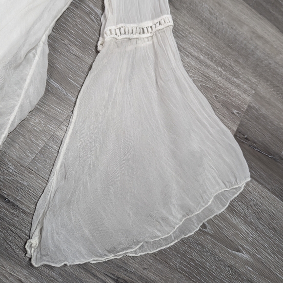 Bellambra white sheer silk blouse fairy sleeves lace bodice size L ethereal - Picture 6 of 14